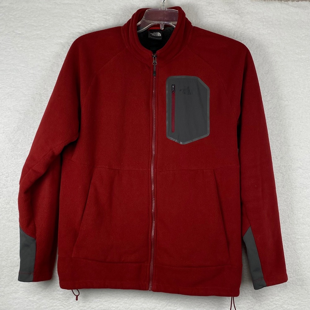 The North Face Mens TKA Glacier Full Zip Fleece Jacket Red Grey Large NF0A49AE